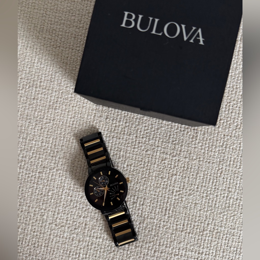 Bulova Two-Tone Black And Gold Timepiece